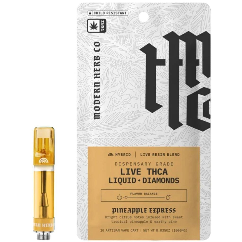 Modern Herb Co THCa Live Resin Liquid Diamonds Cartridge 1g Pineapple Express (Hybrid)