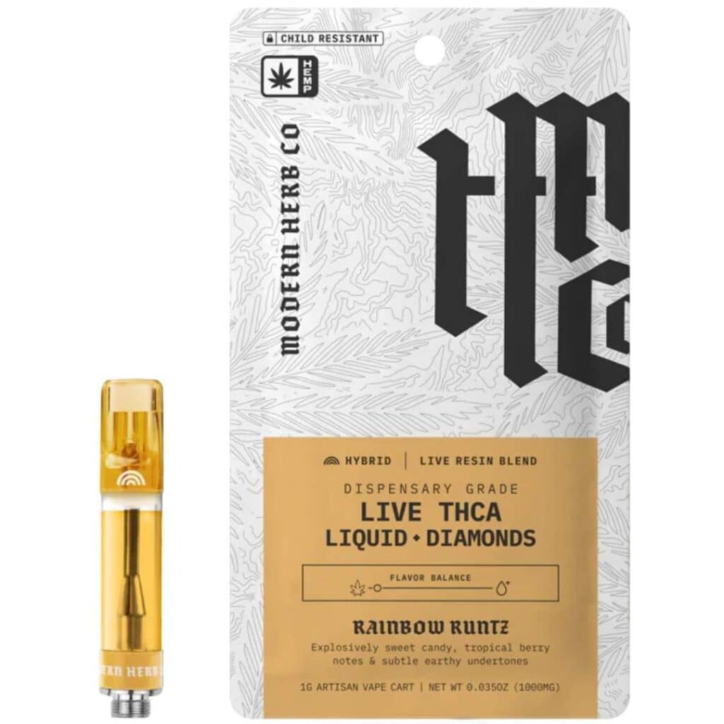 Modern Herb Co THCa Live Resin Liquid Diamonds Cartridge 1g Rainbow Runtz (Hybrid)
