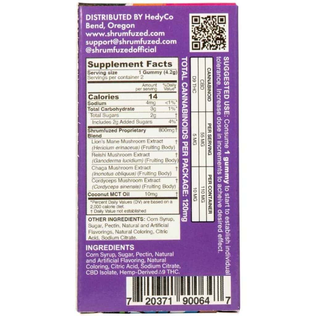 The Back Side Image of Dazed & Shrumfuzed Delta-9 + Nootropics 2ct - Assorted