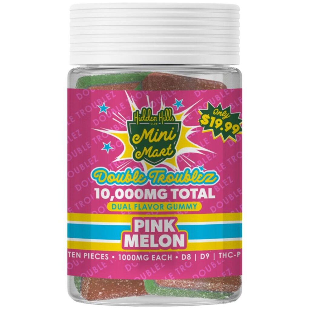 Hidden Hills Mini Mart Double Troublez 10,000mg Gummies 10ct Pink Melon