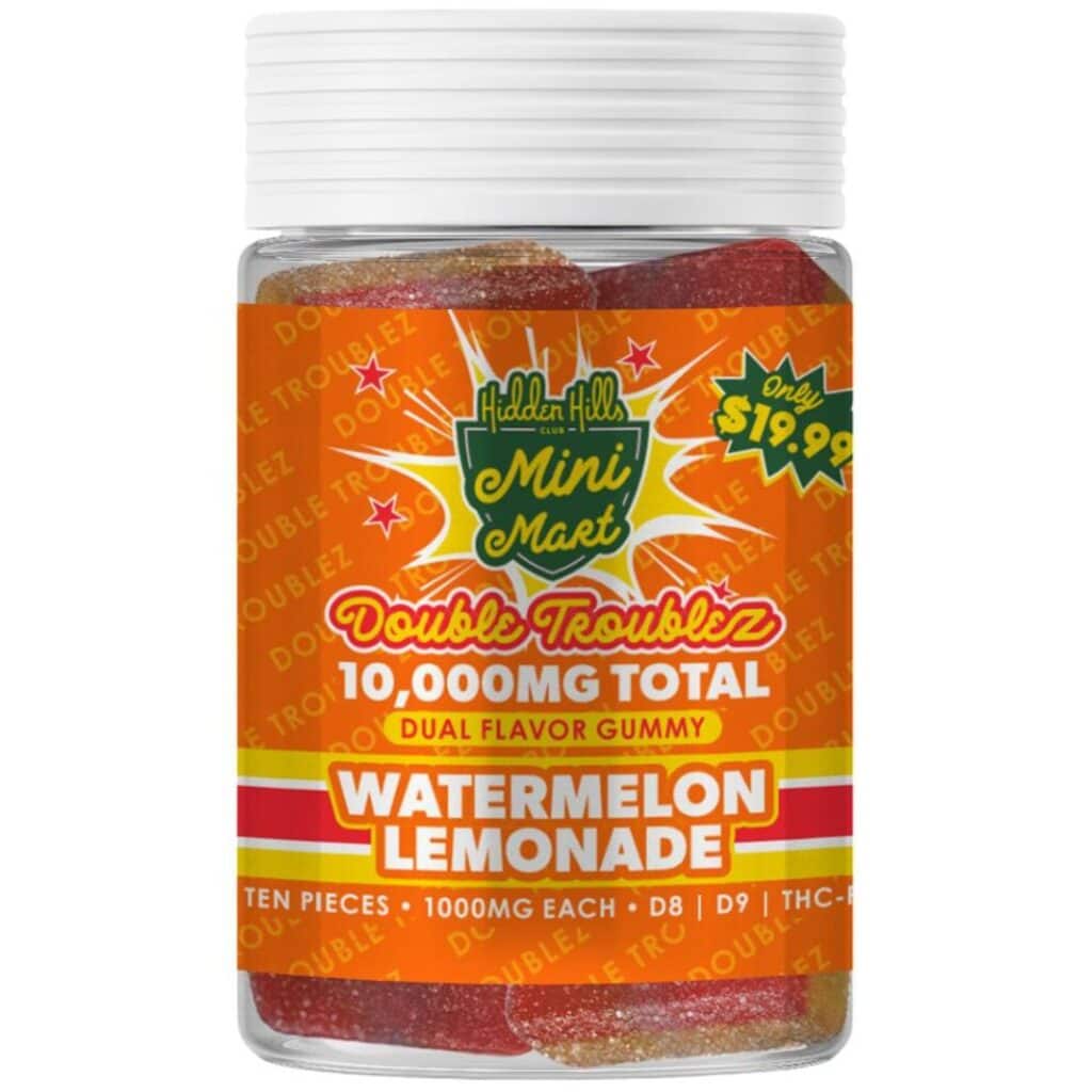 Hidden Hills Mini Mart Double Troublez 10,000mg Gummies 10ct Watermelon Lemonade