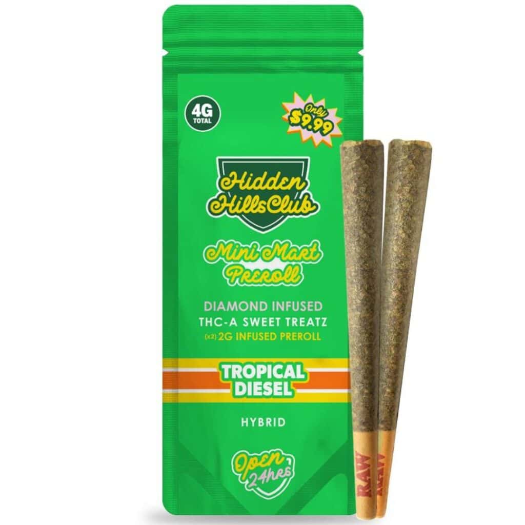 Hidden Hills Mini Mart THCa Pre-Rolls 2ct 4g Tropical Diesel (Hybrid)