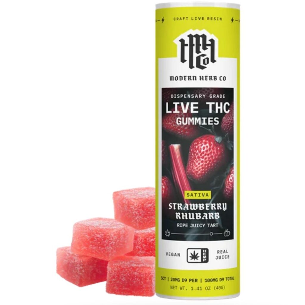 Modern Herb Co Live D9 20mg Gummies 5ct Strawberry Rhubarb (Sativa)